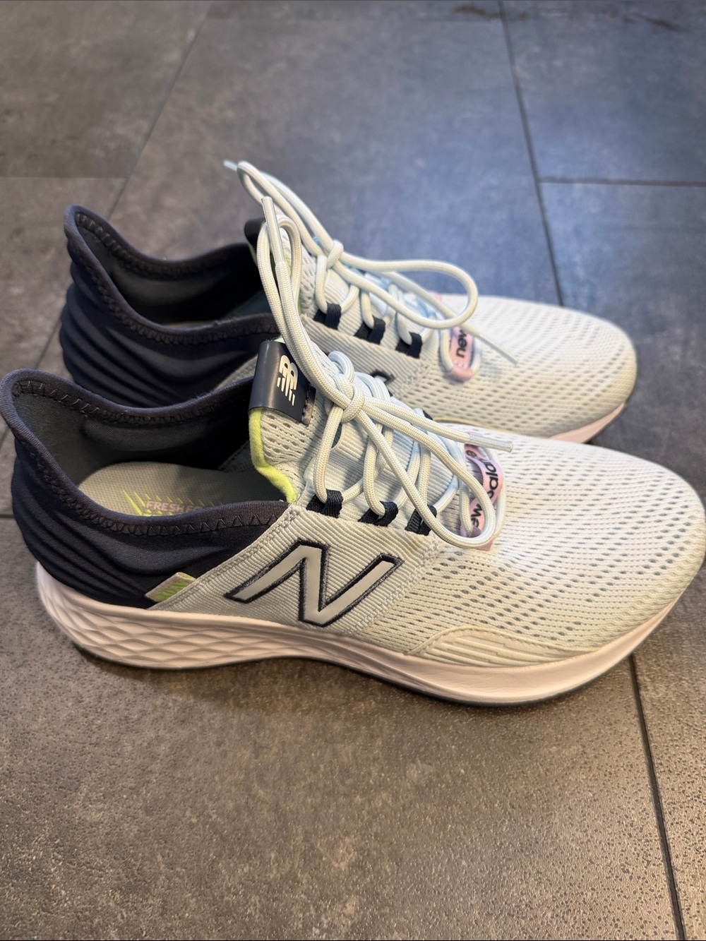 New Balance Fresh Foam Roav Ice Blue  Women's Running Sneakers with Lime Accents